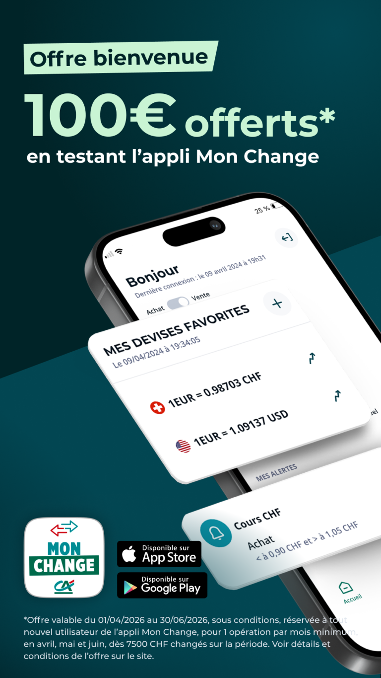 application Mon Change et offre de bienvenu 100 euros offerts